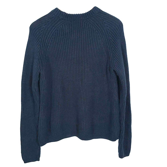 Quince Fisherman Sweater Women's Small Black Organic Cotton Crew Neck Bulky Knit - Picture 1 of 7